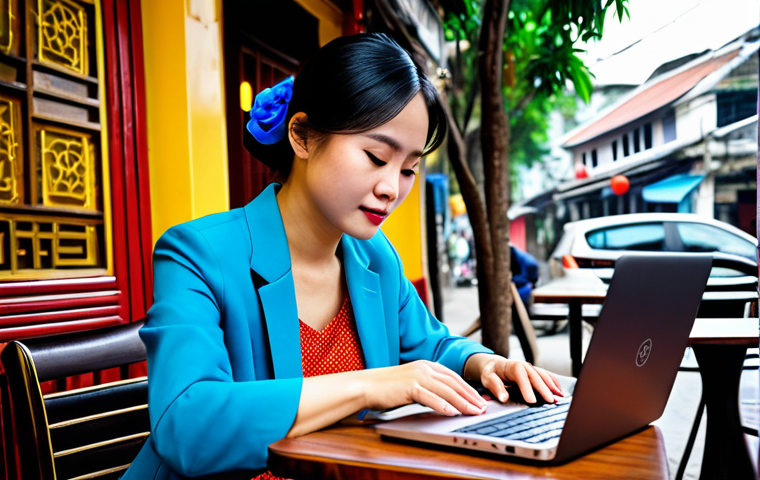 **

"A professional Vietnamese woman in a modern áo dài, working on a laptop at a cafe in Hanoi. Authentic street scene, vibrant colors, appropriate attire, safe for work, perfect anatomy, natural pose, professional photography, high quality, modest."

**