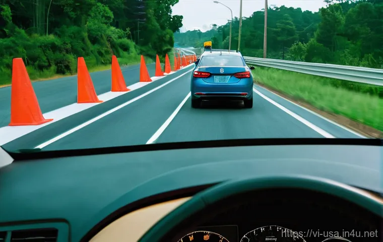 미국 고속도로 제한속도 - **Prompt:** A responsible young adult driver, of Vietnamese descent, attentively navigating an Ameri...