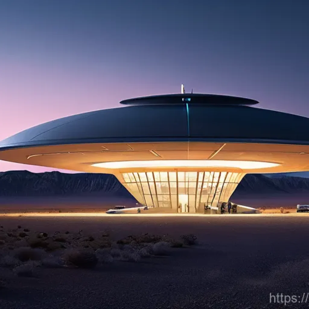 미국 에어리어 51 - **Prompt 1: "A futuristic, highly secured research facility, reminiscent of Area 51, nestled in a va...