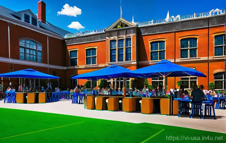 미국 대학 동아리 문화 - Here are three detailed image prompts: