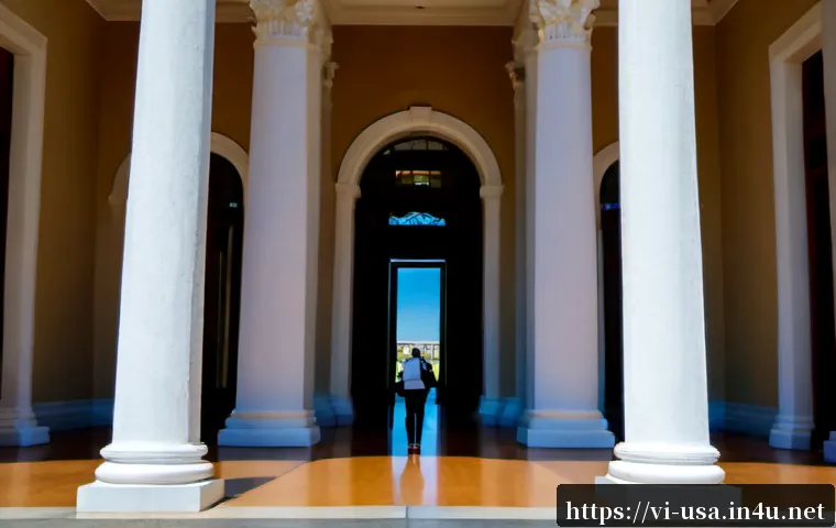 Home 17 미국 역사적 건축물 방문기 - Photorealistic travel scene at a grand historic American neoclassical government building in Washing...